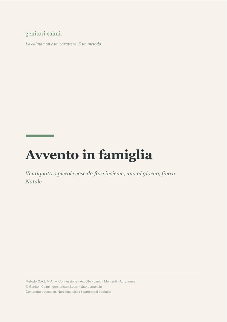 La copertina del PDF «Avvento in famiglia»: ventiquattro piccole cose da fare insieme, una al giorno, fino a Natale