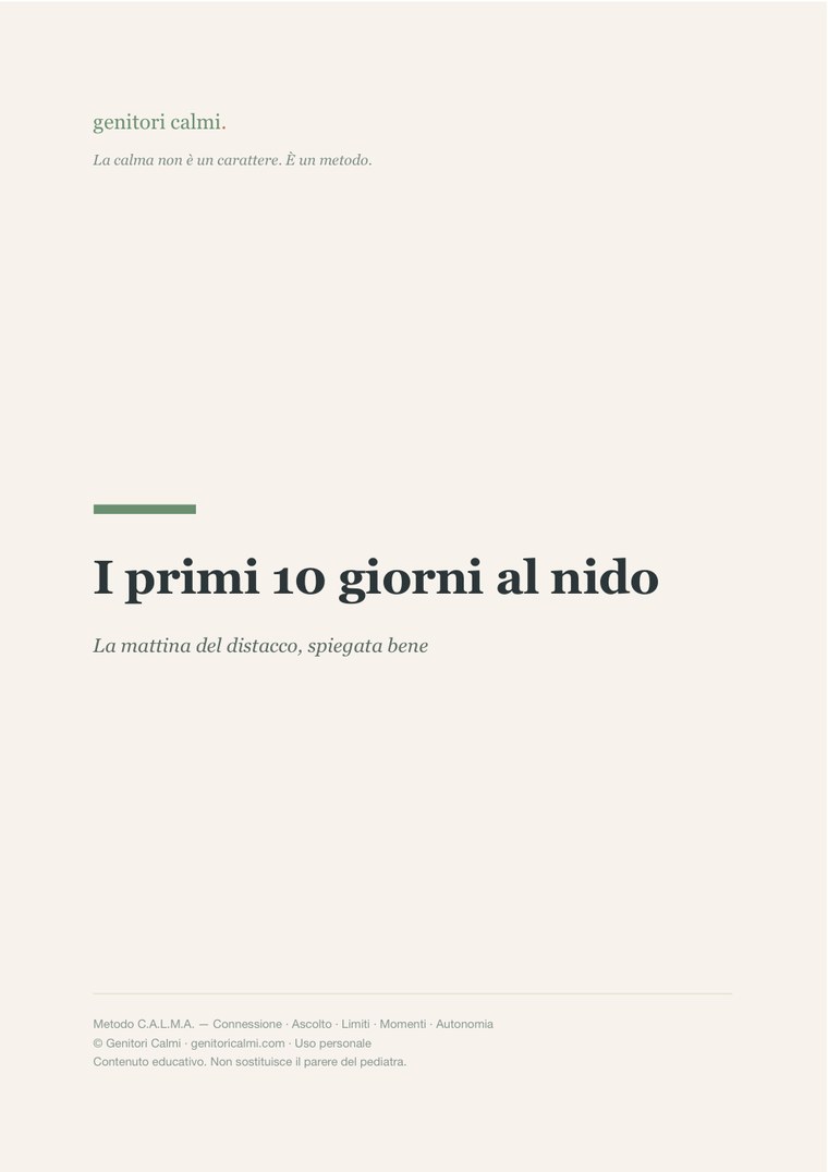 La copertina de «I primi 10 giorni al nido»