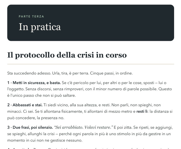 Una pagina del Manuale: il protocollo della crisi in corso, in cinque passi
