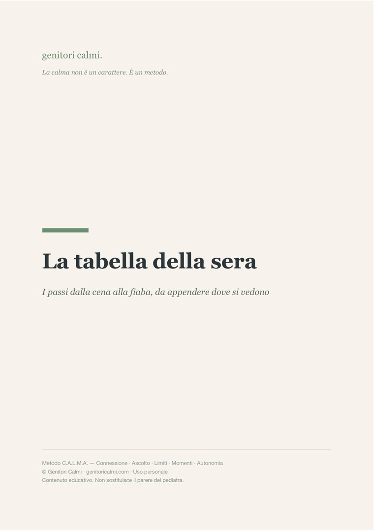La copertina de «La tabella della sera»